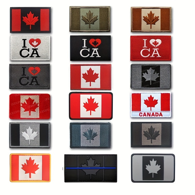 1pc Canada Flag Embroidered Patch Maple Leaf Canadian Military Army  Tactical Emblem Backpack Appliques Badge, 1.96*3.15inch