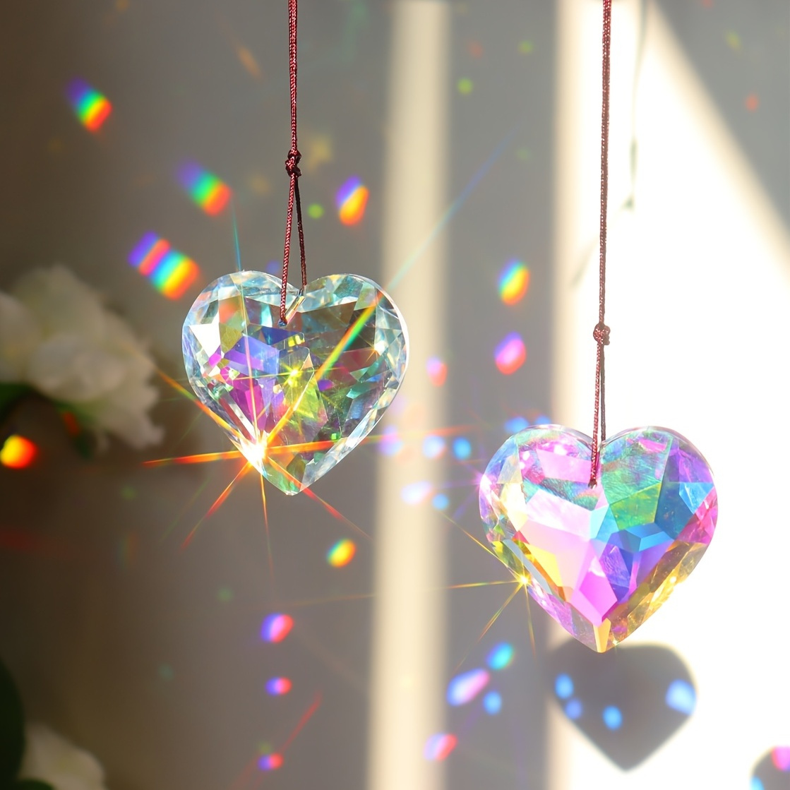 sdfpj Multi-Sided Heart Colourful Decoration, Stained Multi-Sided Heart  Suncatcher, 3D Heart-Shaped Rainbow Light Catcher Hanging Prisms, For  Patio, Gifts, Wedding And Car (Color : F) : : Garden
