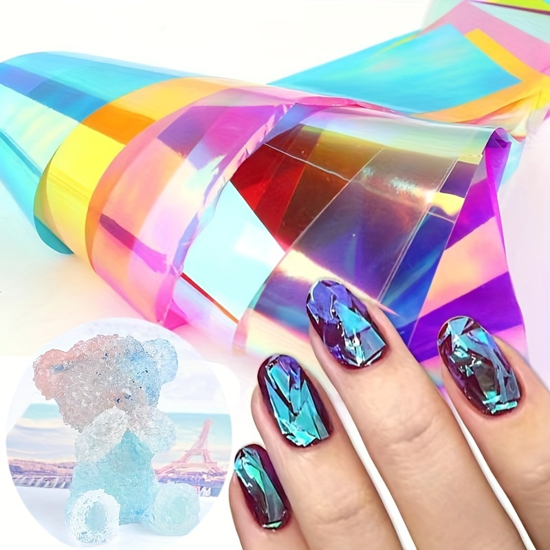 

20pcs Mix Glass Holographic Paper Diy Resin Jewelry Accessories Glitter Phone Case Decoden Nail Art Cellophane Handmade Craft Stuff