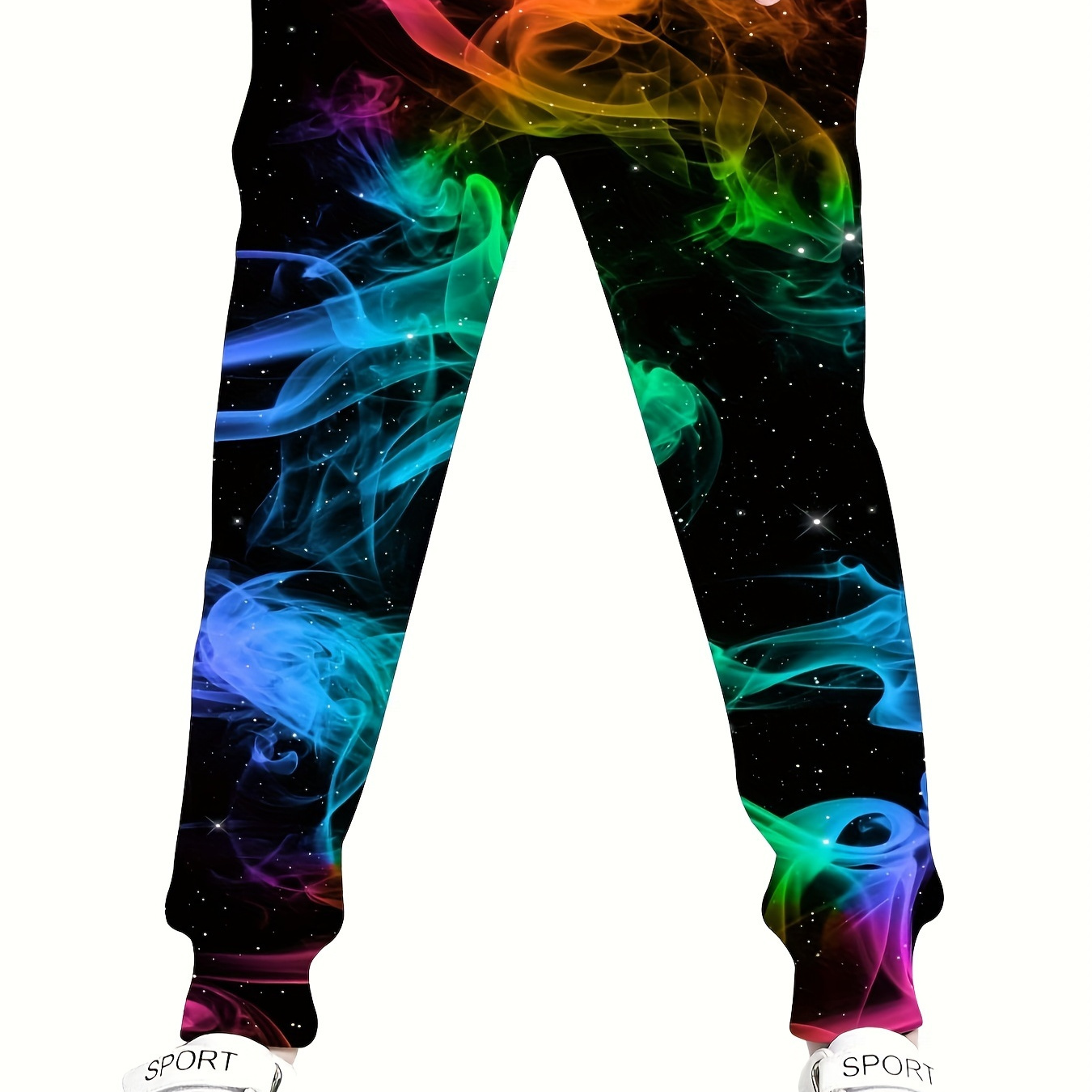 

Boy's Colorful Smoke 3d Pattern Casual Sweatpants, Elastic Waist Drawstring Comfy Sports Pants