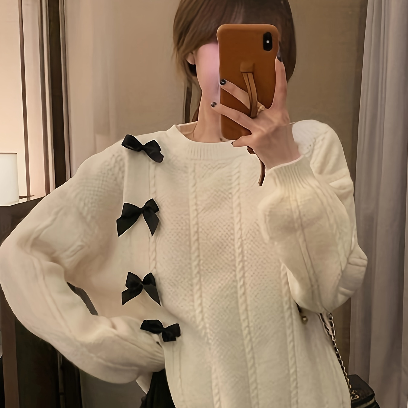 

Pull pour Femme avec Nœud - Coupe Confortable, Manches Longues, Col Rond en - pour et l'Hiver, Pull en