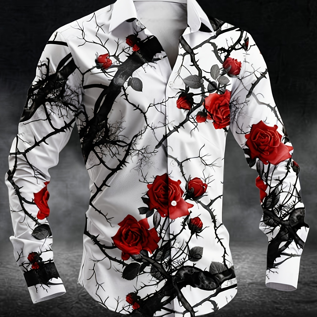 

Men's & Print Long Sleeve Shirt - Casual, For Parties, Halloween & Christmas - Polyester, Machine Washable