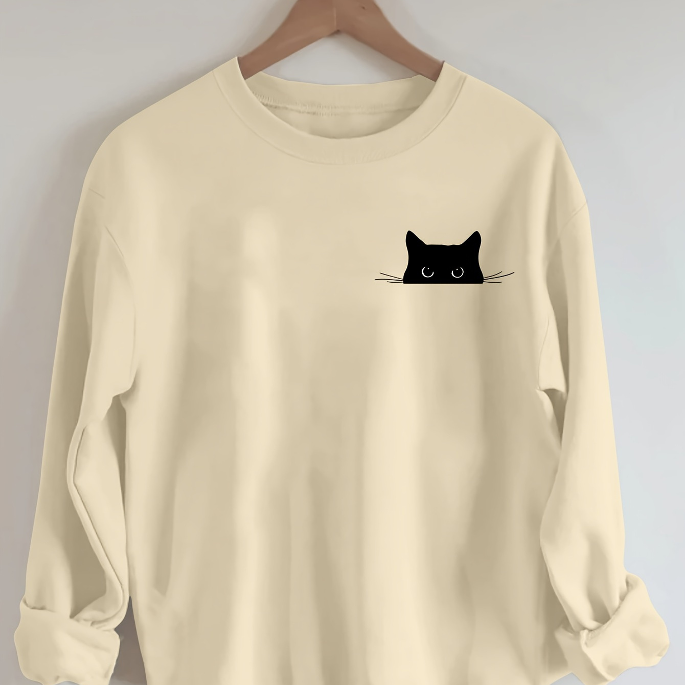 

Cozy Cat Neck Sweatshirt For Women - Long Sleeve, Casual Pullover Top, Fall & Winter