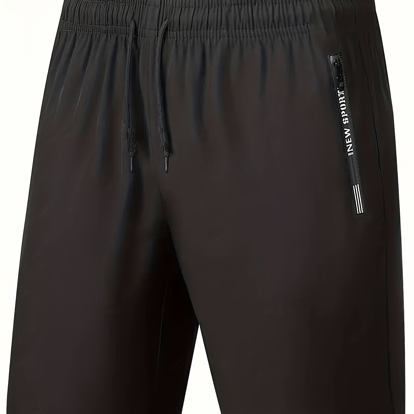

Zipper Pockets Comfy Shorts, Men's Casual Solid Color Slightly Stretch Elastic Waist Drawstring Shorts For Summer