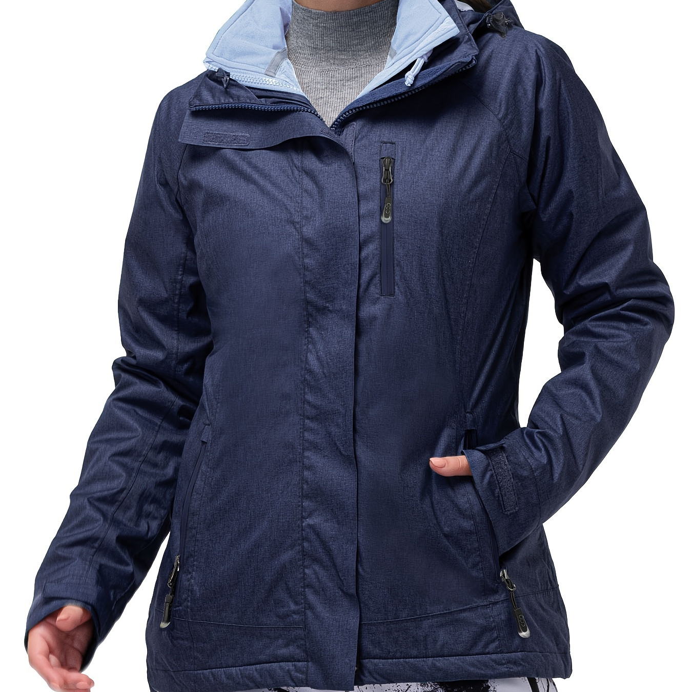 Plain Fleece Liner Sporty Hooded Jacket, Long Sleeves With Zipper Pocket  Windproof Warm Coat, Women's Activewear