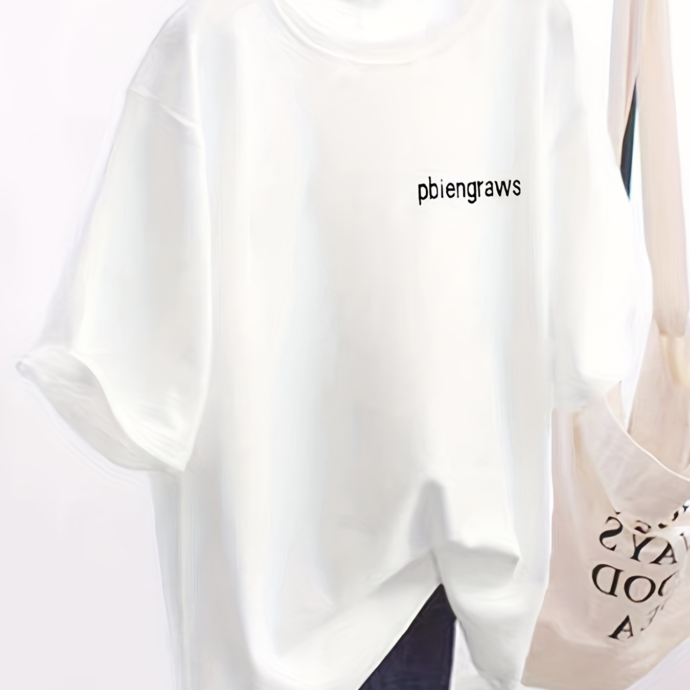 

Letter Print Crew Neck T-shirt, Casual Drop Shoulder Top For Spring & Summer, Women's Clothing