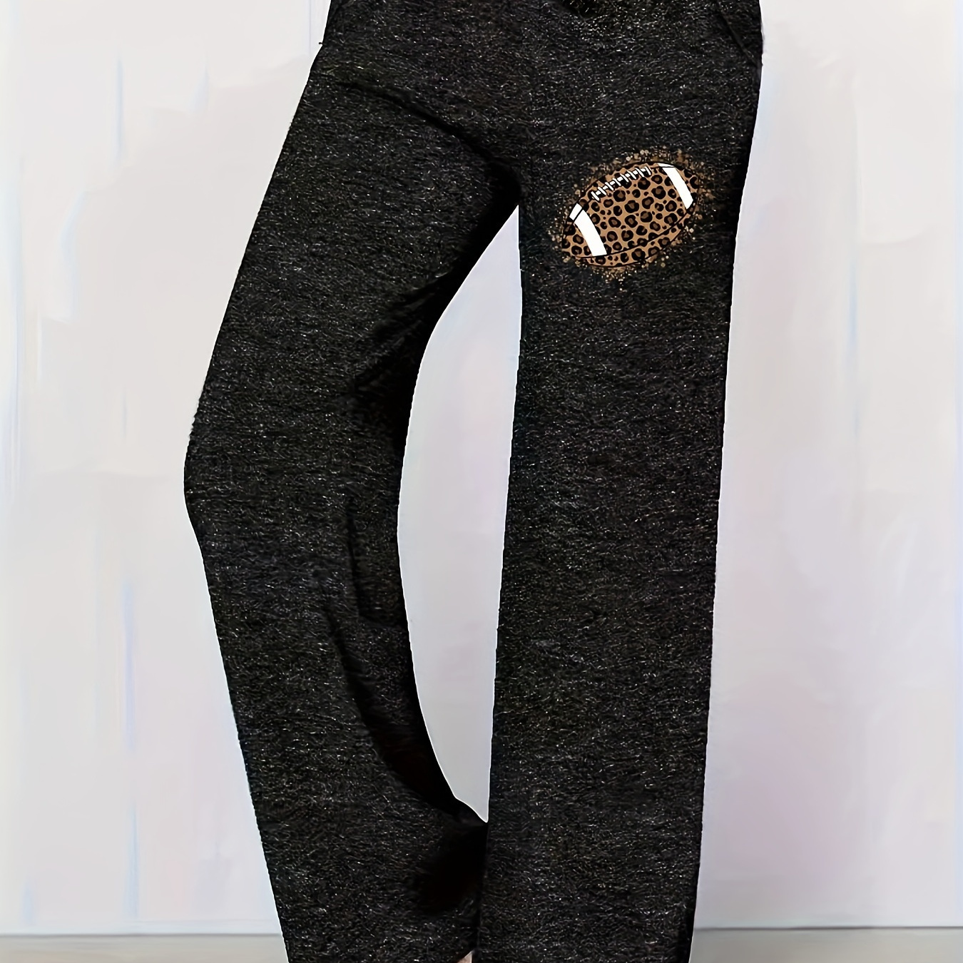 

Women's All-season Leopard & Rugby Print Drawstring Joggers - Casual, Comfy Polyester Pants