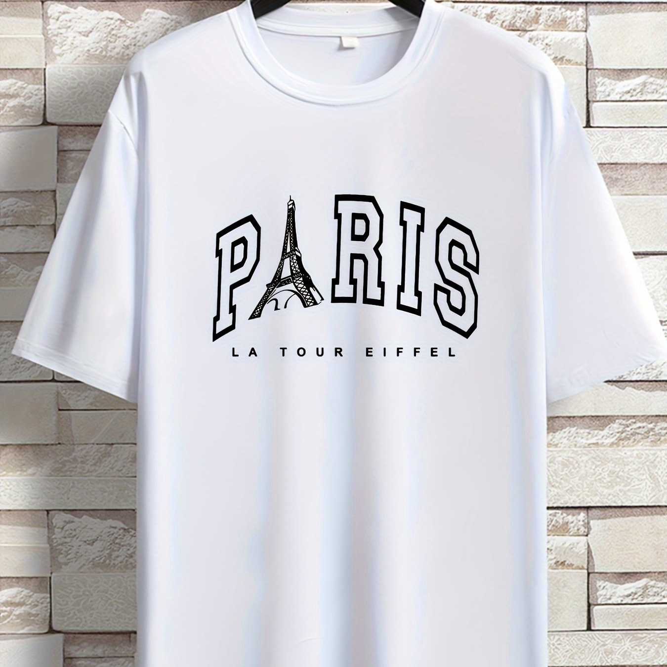 

Paris Print, Boy's Round Neck Casual Short Sleeve T-shirt, Comfortable Soft Versatile Top