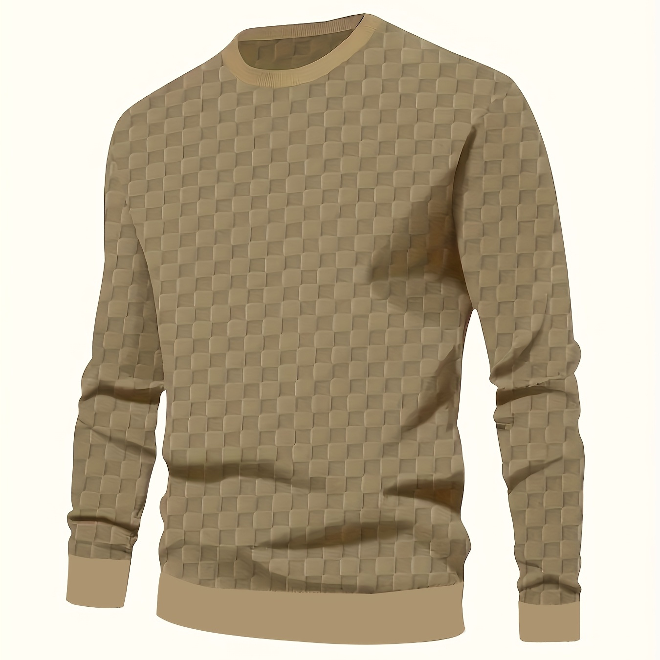 

Men's Casual Long Sleeve T-shirt, Polyester Crew Neck Regular Fit, Fall Weekend Casual Wear