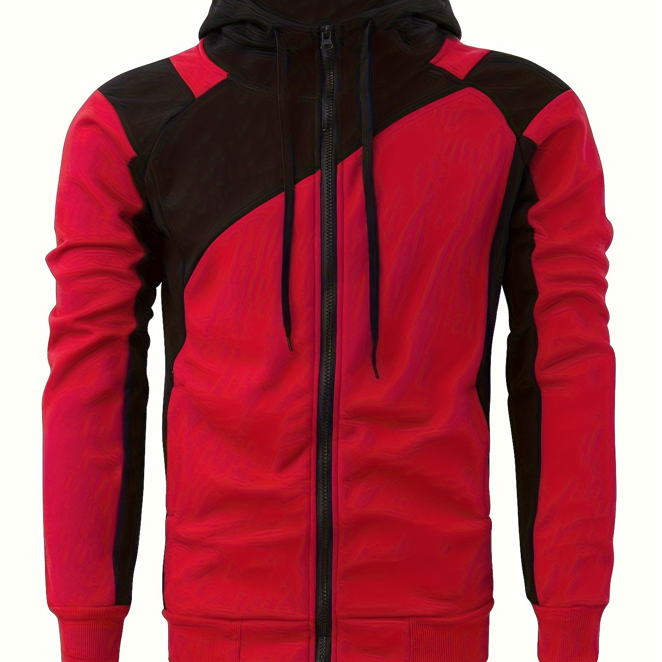 

Men's Casual Color Block Zip Up Jacket With Hood, Varsity Jackets
