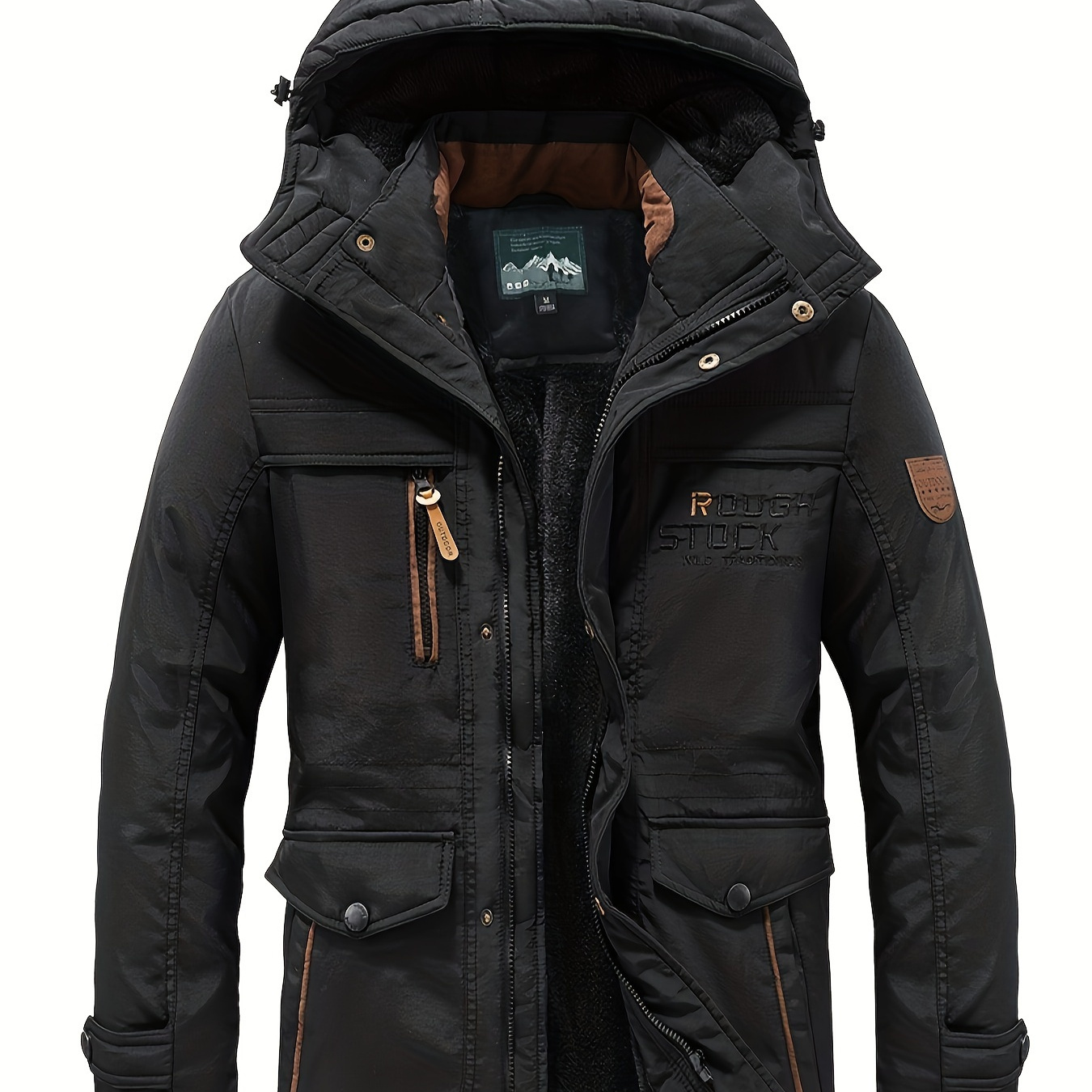 

Men's Winter Jacket - Detachable Hood, Fleece-lined Nylon Outdoor Coat With Zip Closure