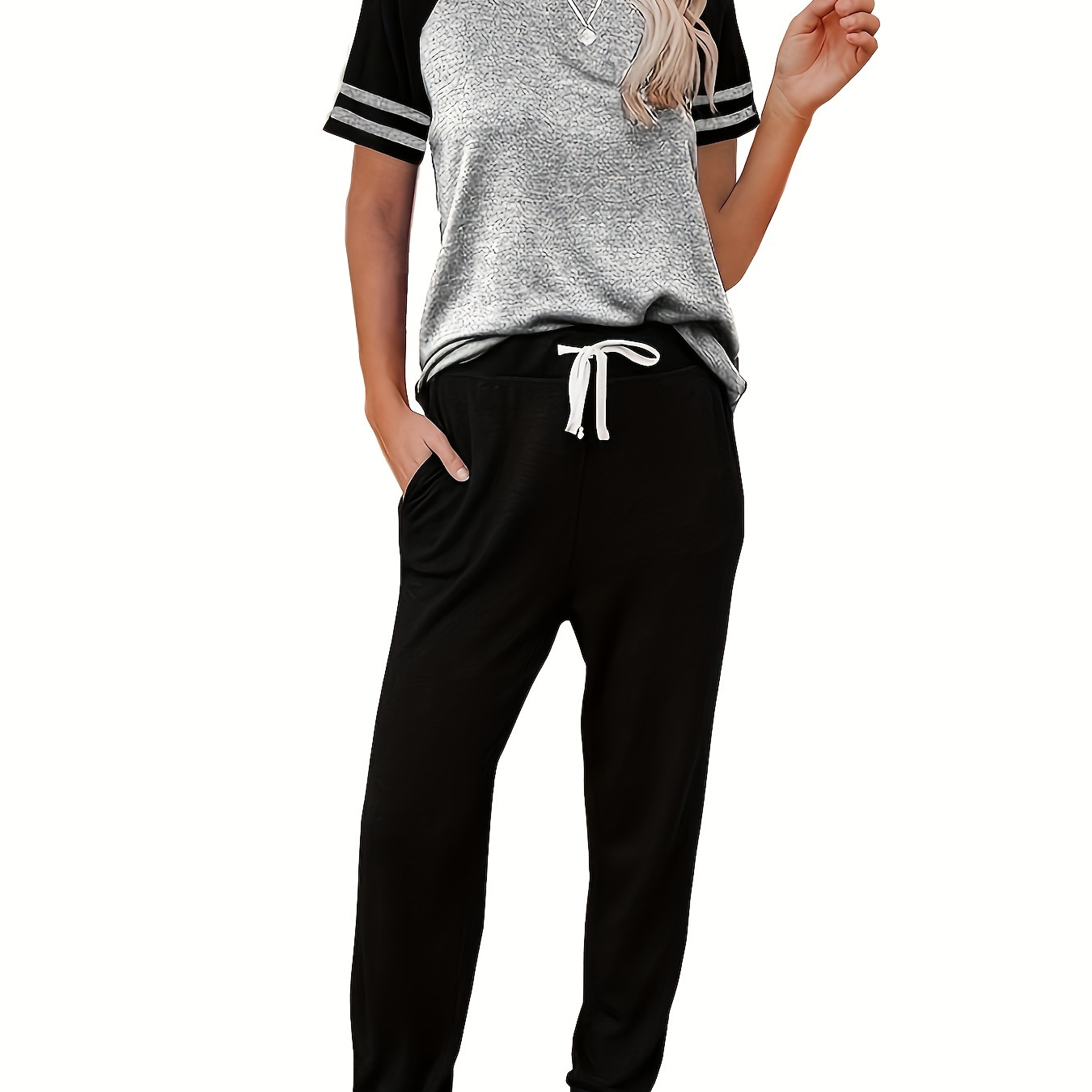 

Lounge Sets For Women 2 Piece Outfits Loungewear Short Sleeve Crewneck Jogger Pajama Set And Sweatpants Tracksuit