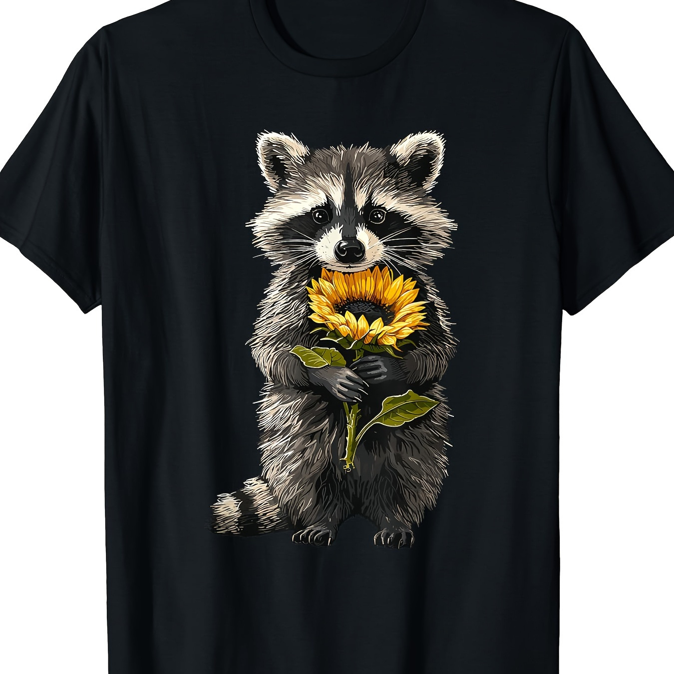 

Raccoon Holding Sunflower Cute Flower Mothers Day T-shirt - 220g