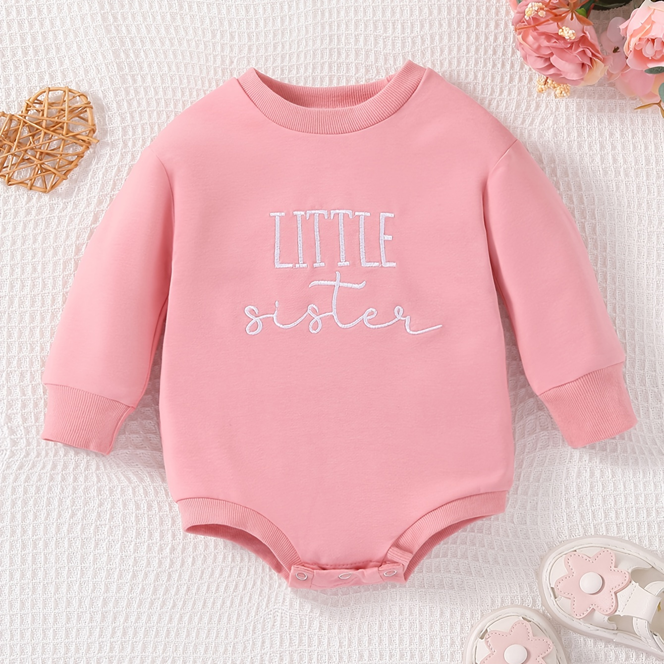 

Baby Crew Neck Letter Print Long Sleeve Triangle Bodysuit