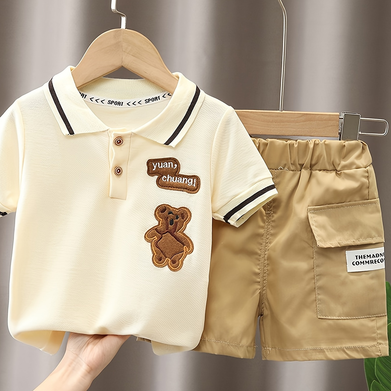 

Boys' Summer Fashion Short Sleeve Set Toddler Striped Polo Shirt Two-piece Trendy Outfit