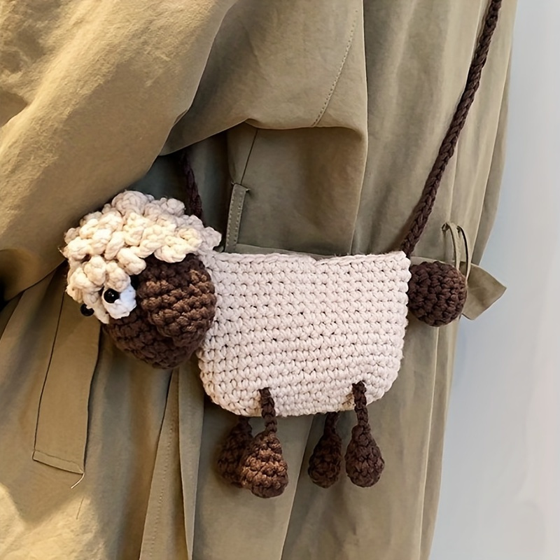 

Hand-woven Sheep Shaped Bag, Kawaii Cartoon Crossbody Bag, Cute Knitted Coin Purse, Eid Al-adha
