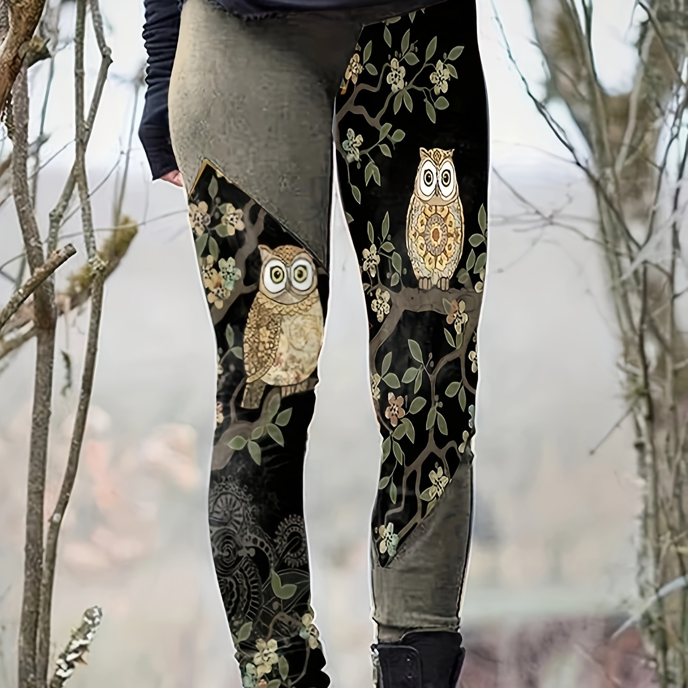 Cute Cat Print Skinny Leggings Casual Elastic Waist Stretchy - Temu