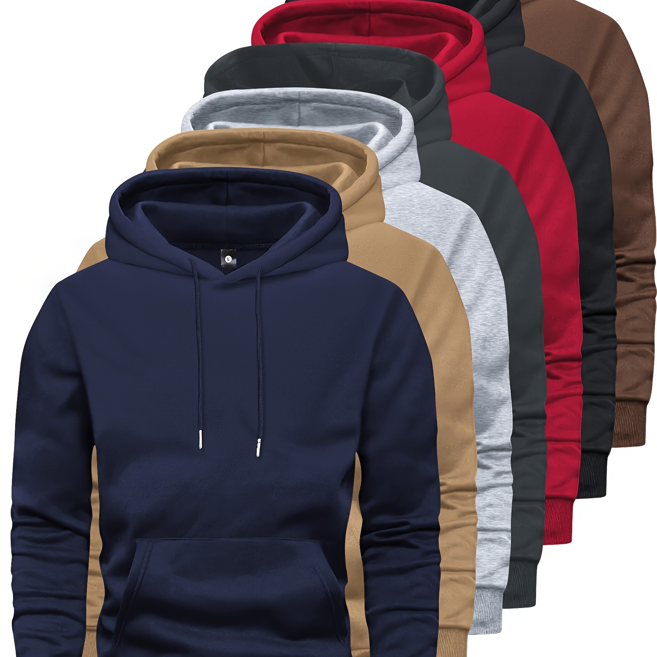 

7pcs Set Of Men' Color Hoodies With Pockets, Comfortable Fabric Long-sleeved Hoodies For Autumn And Winter, Suitable For Outdoor Sports