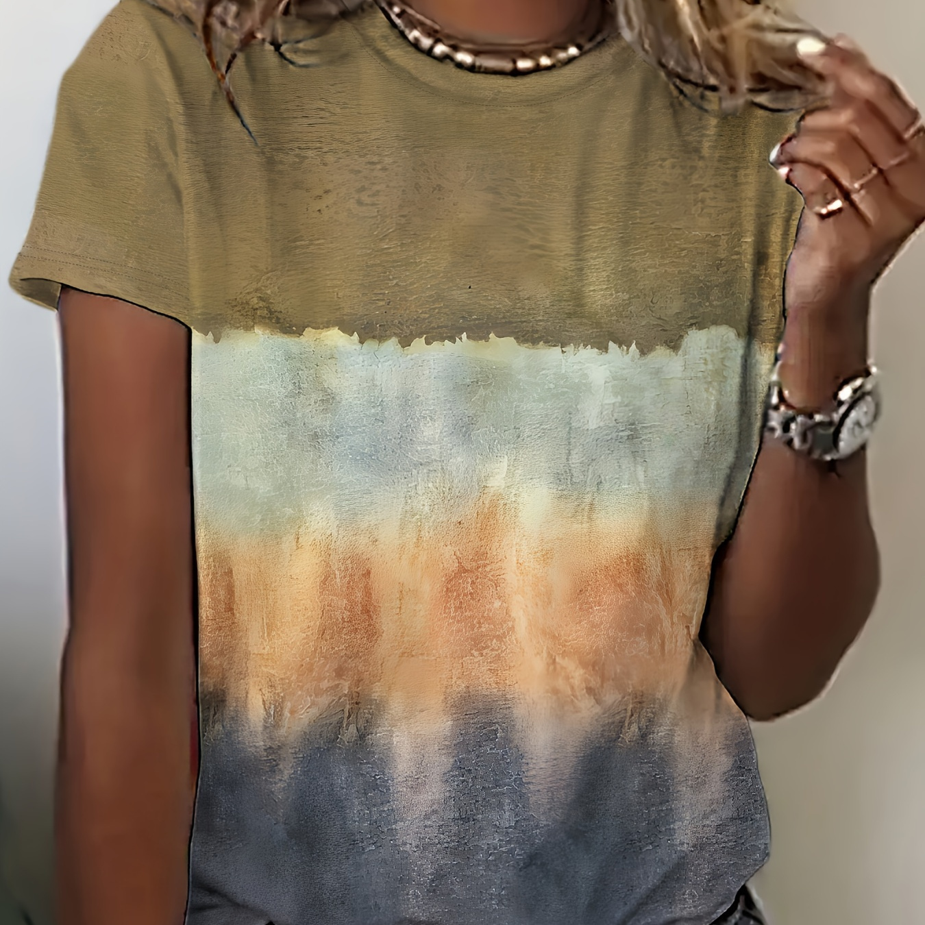 

Tie Dye Crew Neck T-shirt, Casual Short Sleeve T-shirt For Spring & Summer, Women's Clothing
