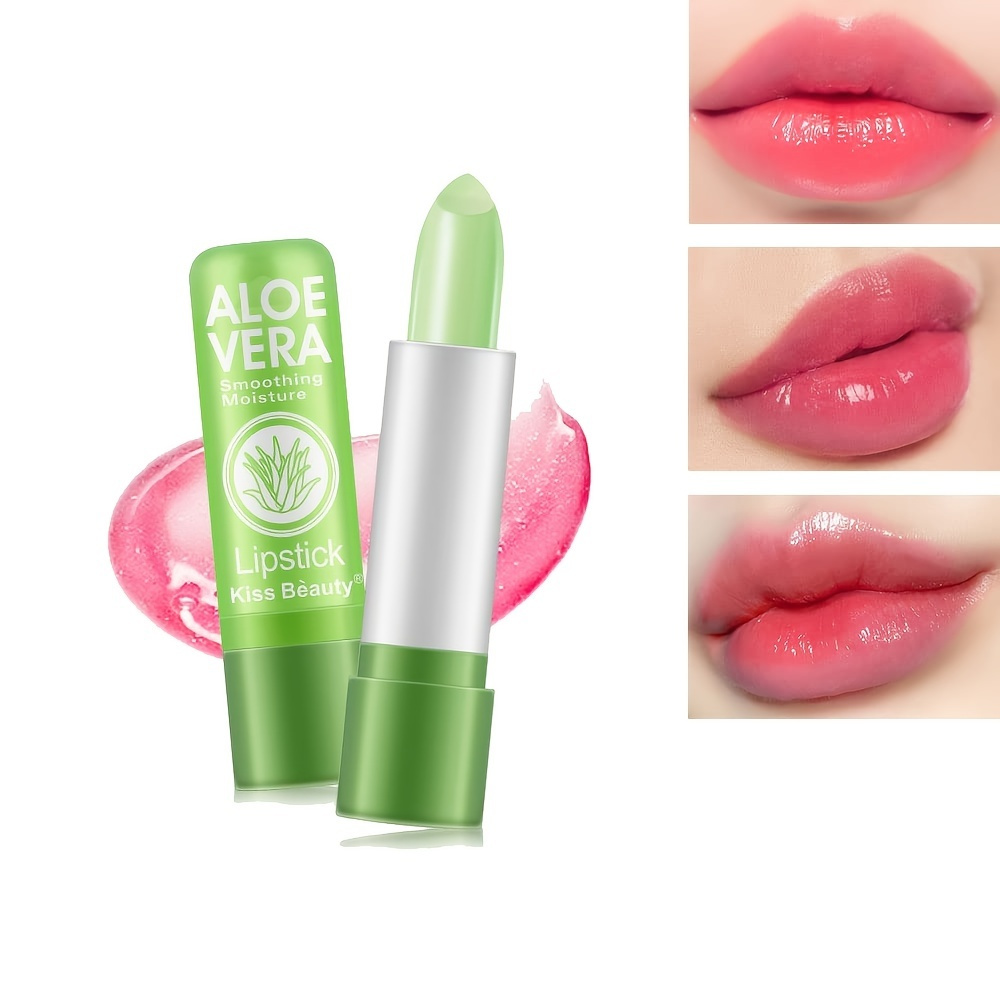 

Aloe Vera Color Changing Lipstick,long Lasting Lip Care Nutritious Plumper Lip Balm Moisturizer Magic Temperature Color Change Lip Gloss Matte Makeup