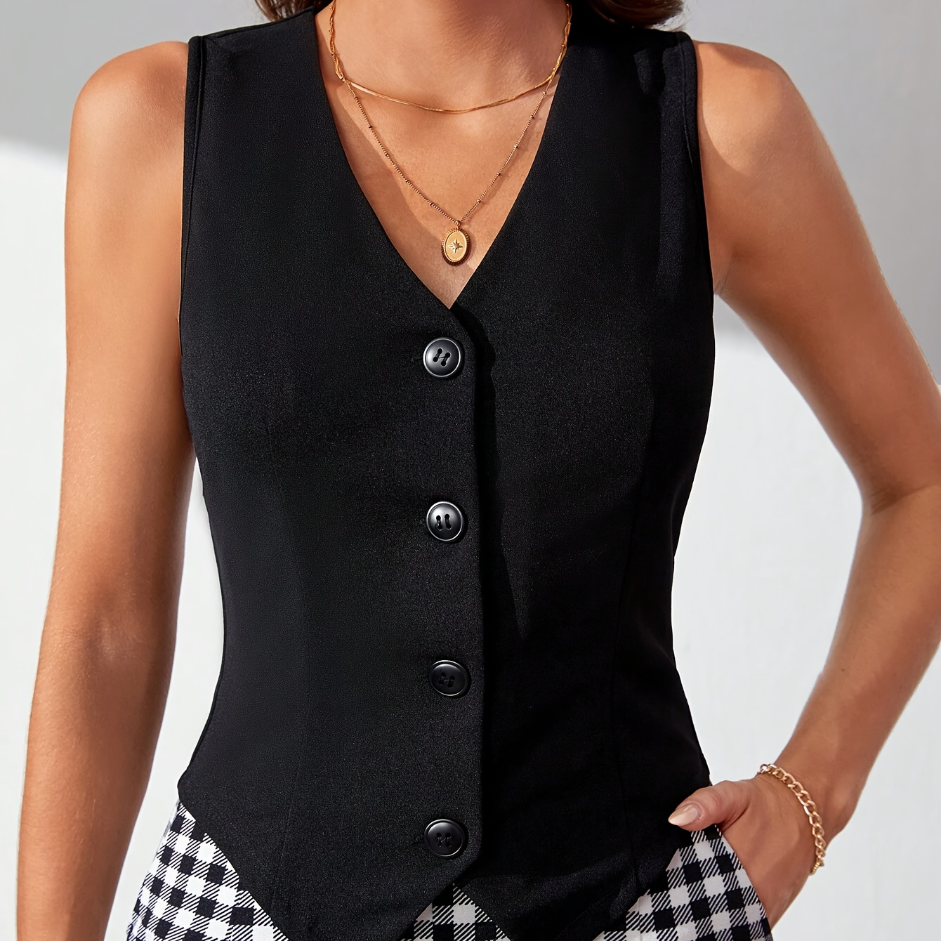 

V- For Adults - Knit , Sleeveless Waistcoat Button