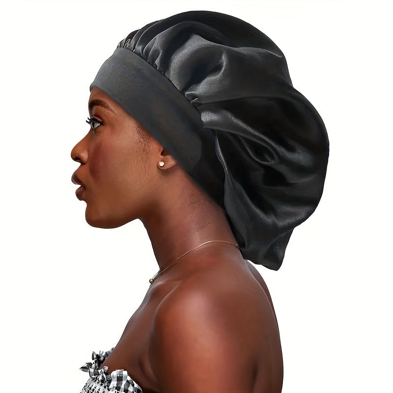 

Reusable Silky Satin Bonnet For Women - Protects Hair From Drying And Damage - Wide Elastic Band For Comfortable Fit - Bathroom Accessories