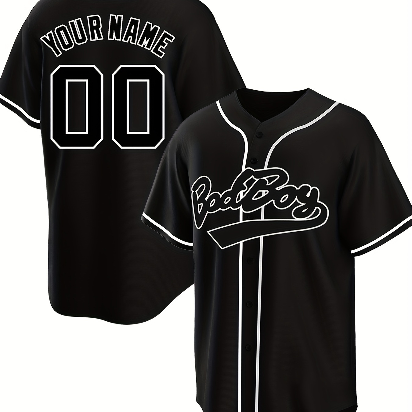 

Men's Personalized Customizable Baseball Jersey Shirt, Diy Name And Number Print Button Up Jersey For Competition Party Training