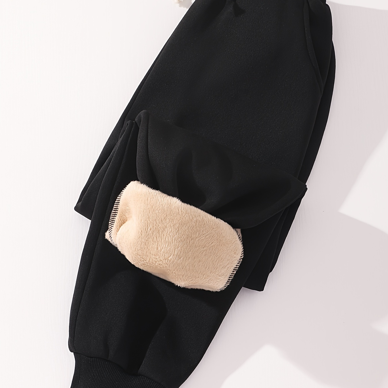 Kid's Warm Fleece Lining Sweatpants Pockets Elastic Waist - Temu
