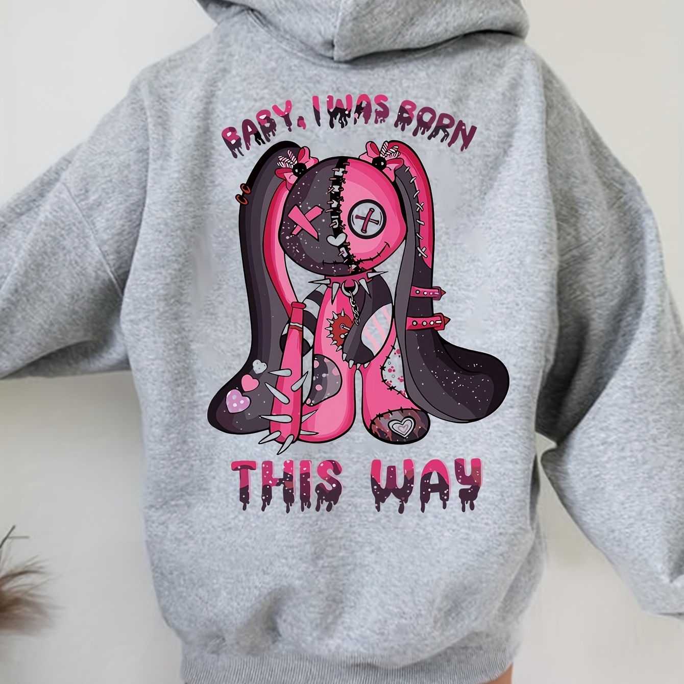 

1pc Women's Casual Fashion Hooded Sweatshirt With , 100% Polyester Knit Fabric, Hooded Pullover With Drawing Pattern