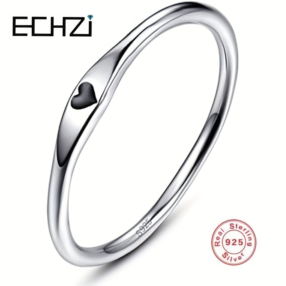 

925 Ring Sterling Silver Simple Carve Heart Wedding Band Stackable Promise Ring Valentine's Day Gift For Her Size 6-10