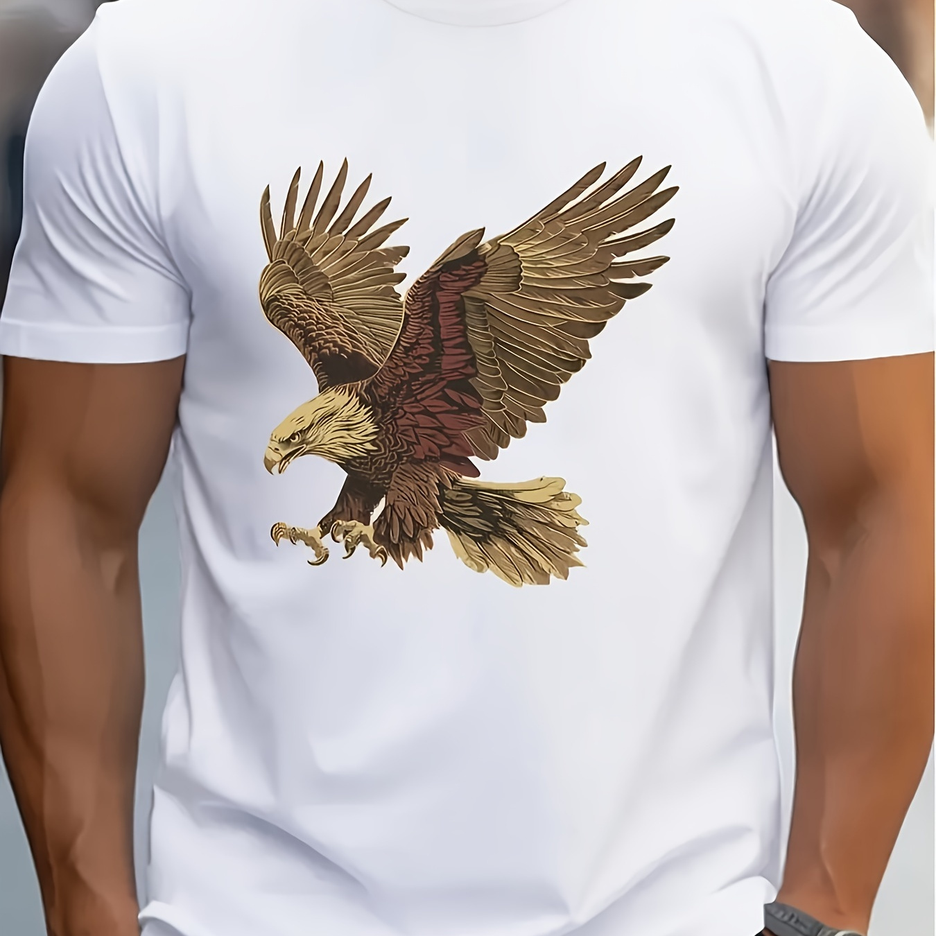 

Men's Eagle Graphic Tee - 100% Cotton, Fit With Short Sleeves, Breathable & Machine Washable - Ideal For Casual Summer