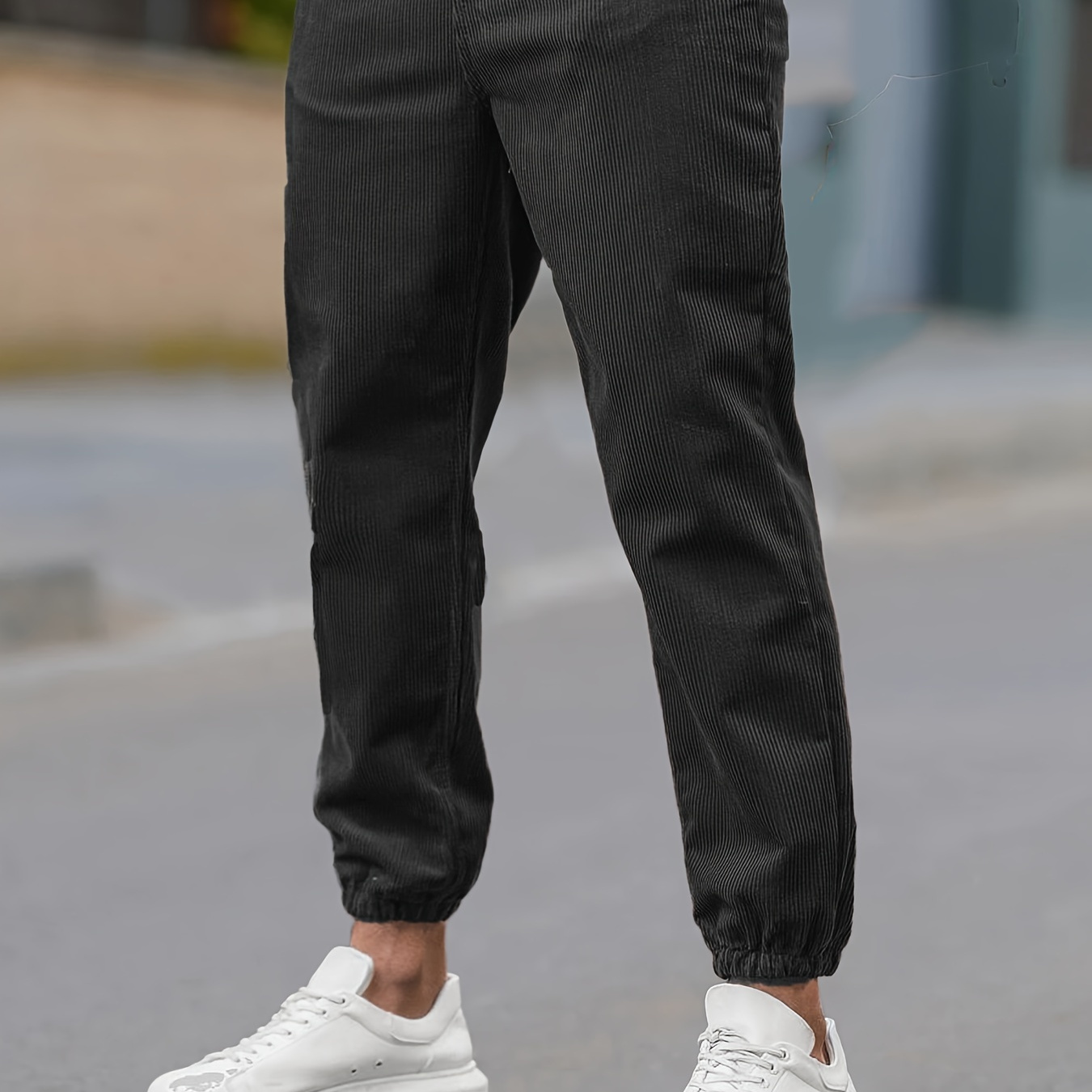 Chic Corduroy Casual Pants, Men's Joggers Sweatpants For Spring Fall