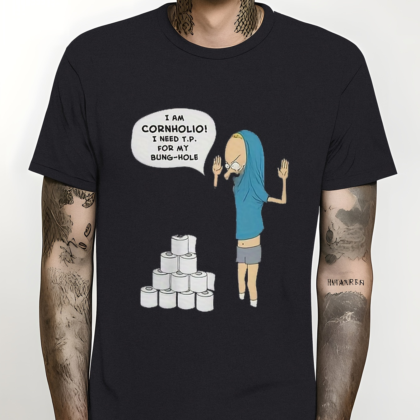 

Round Collar Short Sleeve T Shirts Cornholio Needs T.p. T-shirts For Men And Butthead B& 100% Cotton Tee Shirt 220g