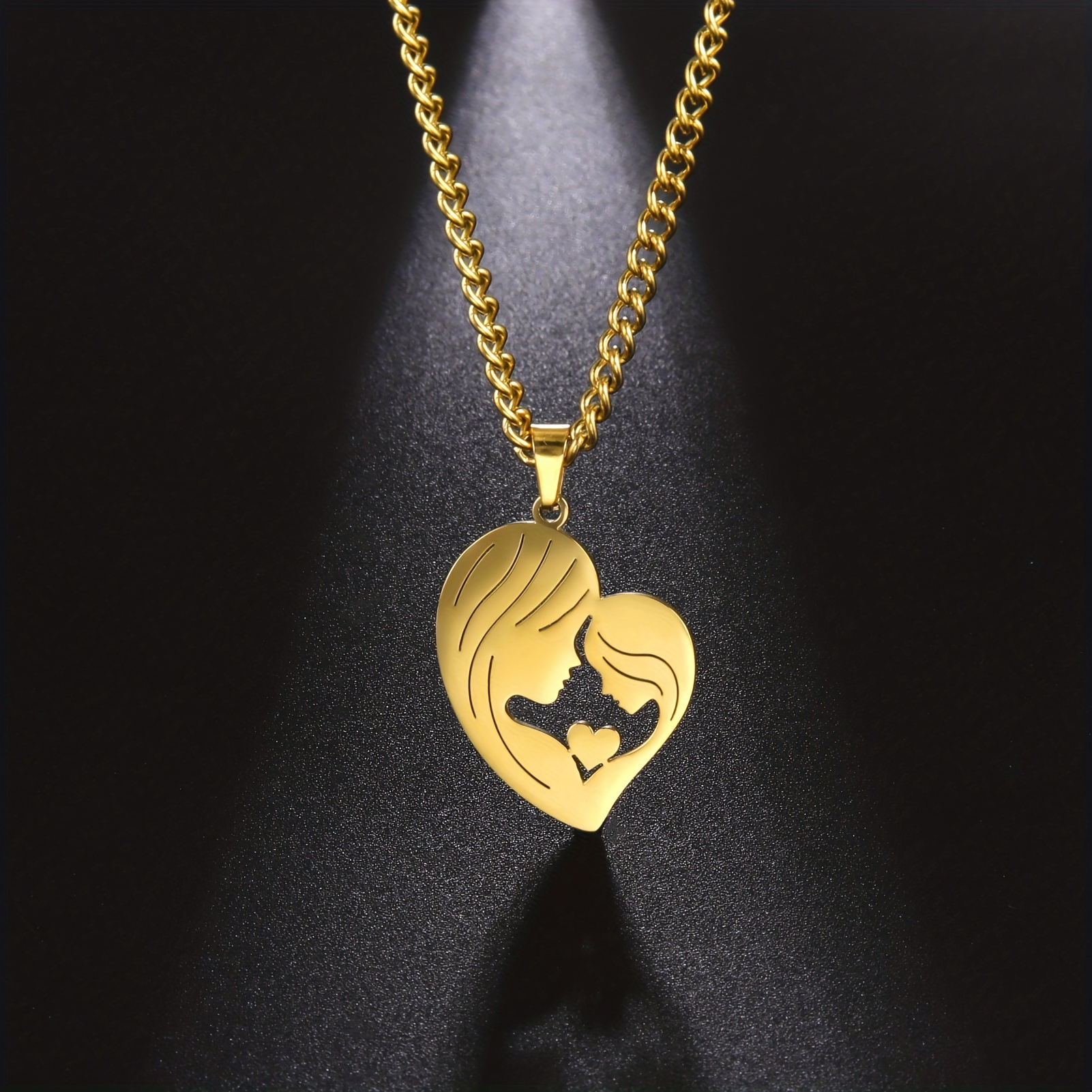 

Mother Love Heart Pendant Necklace 18k Plated Stainless Steel Jewelry