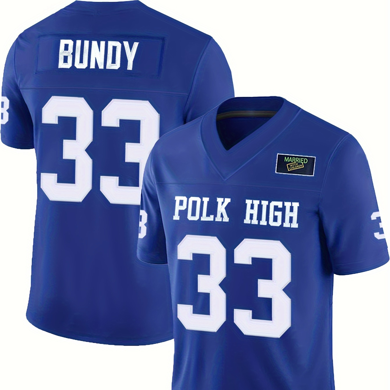 

Polk High 33 Print Men's Sports Jersey, Breathable Football Shirt With V-neck, Short Sleeve Athletic Training & Game Top, Football Uniform, Sporty Style