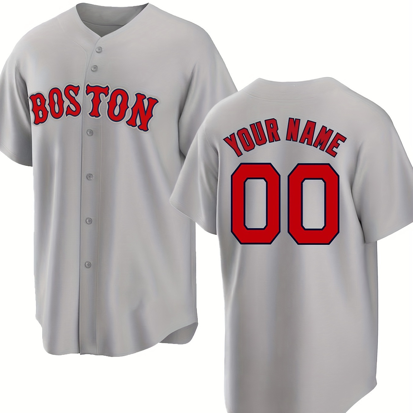 

Men's Custom Name & Numbers Jersey, Boston Graphic Print Baseball Jersey T-shirt, Competition Party Training Tees, Leisure Sports Personalized Clothing