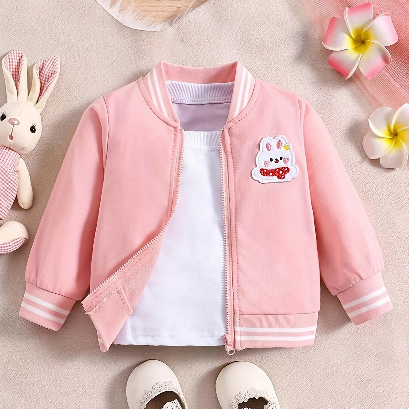 

Baby Girls Toddlers Fashion Cute Cartoon Rabbit Pattern Spring And Autumn New Jacket Coat