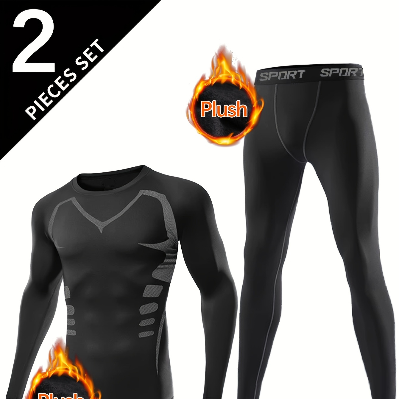 

2pcs Fleece & - Leggings Set - For & , Round Long Sleeve Top Pants