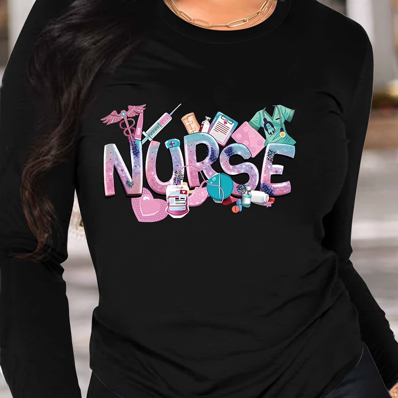 

Nurse T-, Long Sleeve Top For & Fall, Women's Clothing