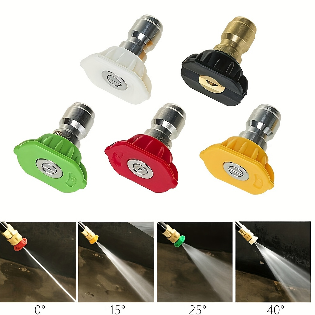 

5pcs High Pressure Washer Sprayer Nozzle Tip With 1/4" Fitting Male Thread 0 15 25 40 Degree Washing Nozzles