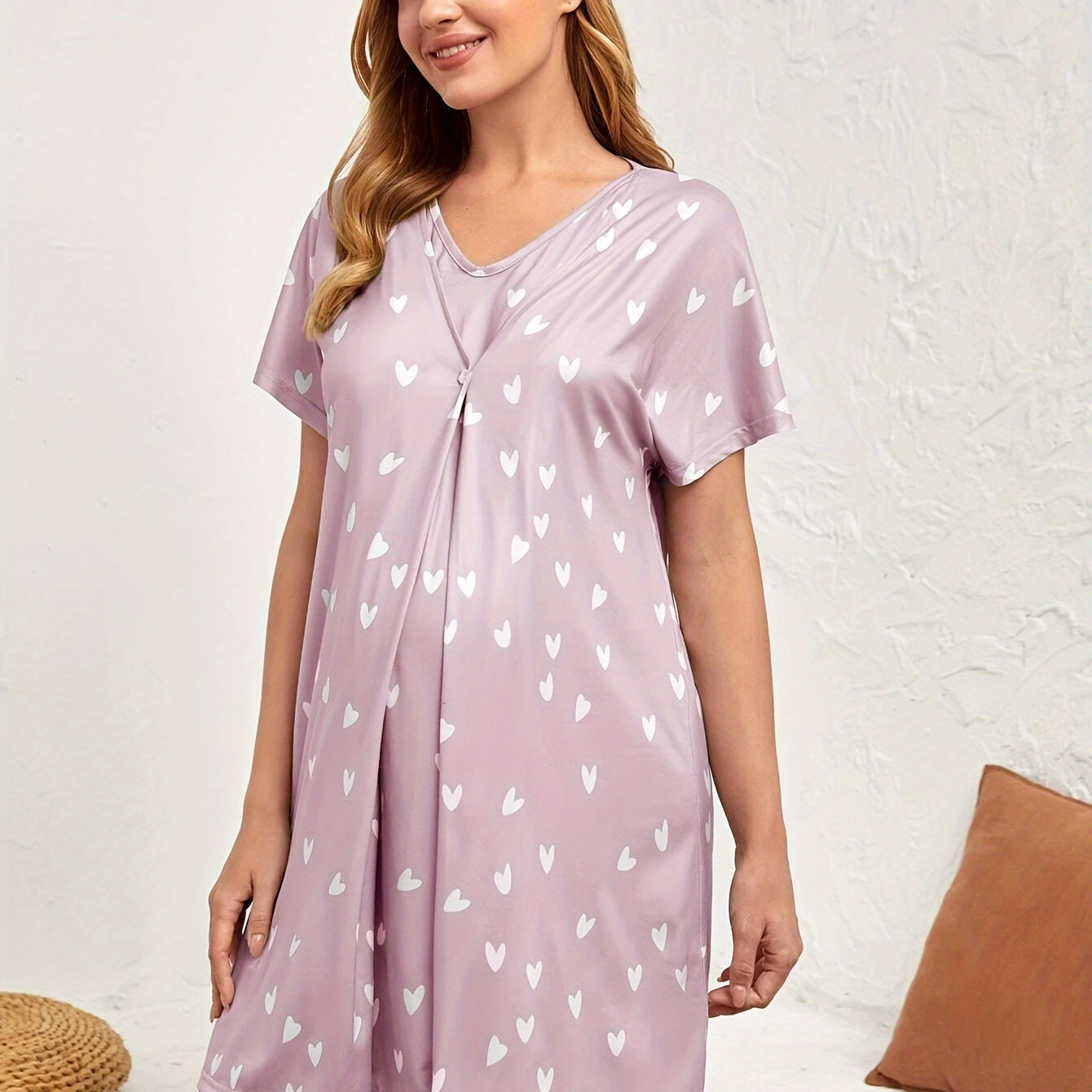 

Maternity Dress Summer Short Sleeve Nursing Pajamas Skirt Can Breastfeed Casual Maternity Clothes Spring Skirt