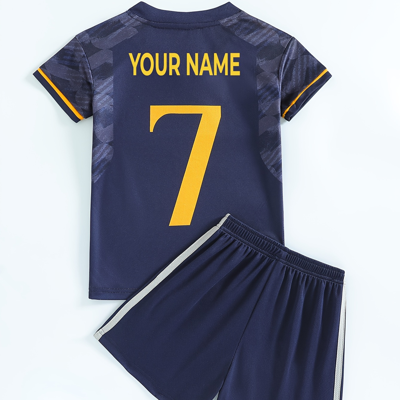 TEMU Boys' Custom #7 Soccer Jersey & Shorts Set - Quick-dry, Breathable Polyester For Training & Competition