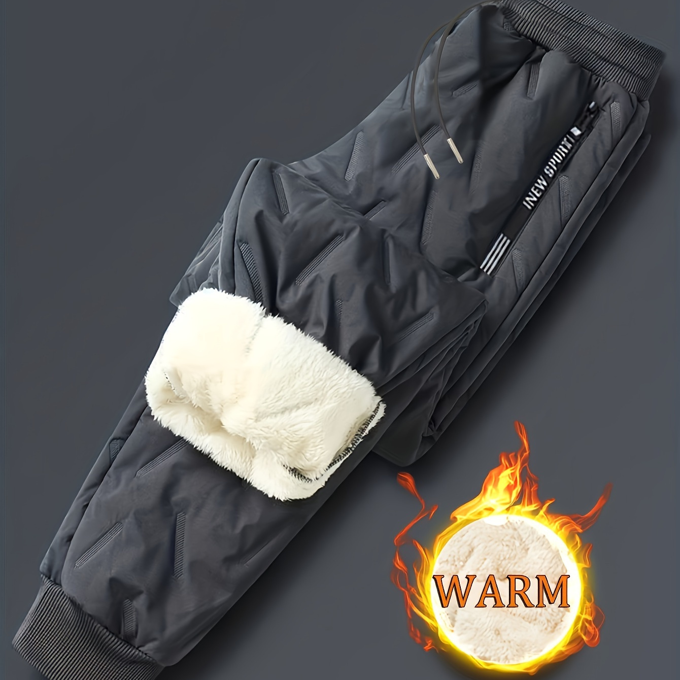 

Men's Winter Warm Fleece Lined Pants Outdoor Sports Camping Pants Hiking Pants Thicken Thermal Trousers