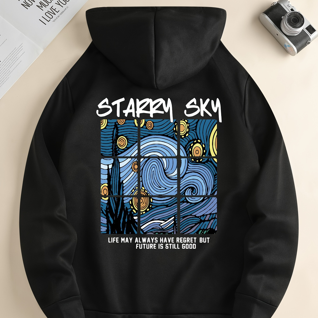 

Starry Sky Print Hoodies For Men, Graphic Hoodie With Kangaroo Pocket, Comfy Loose Trendy Hooded Pullover, Mens Clothing For Autumn Winter