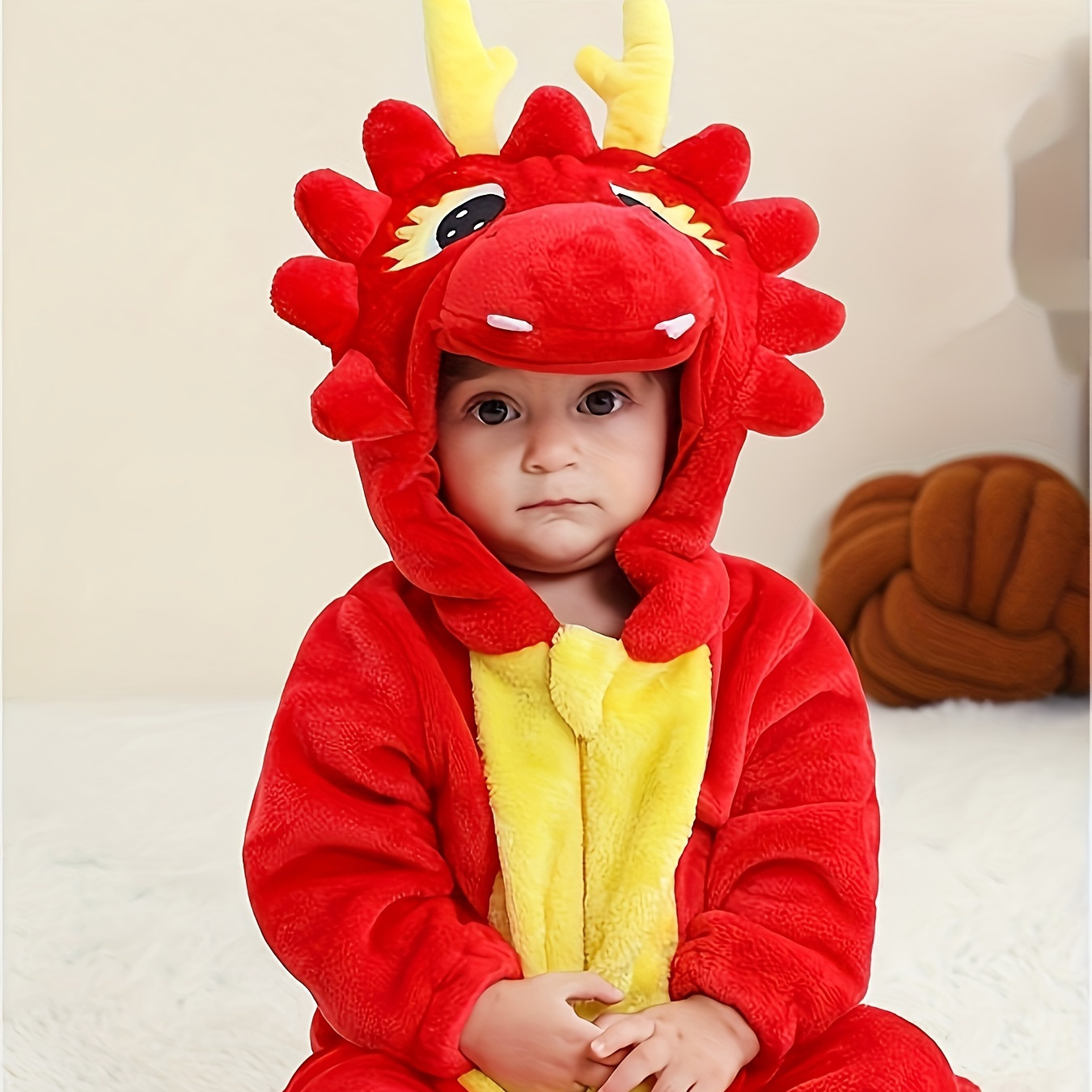 

Boy's Cute Dragon Warm Clothing, Cute One-piece Jumpsuit, Boys Outfit For Party