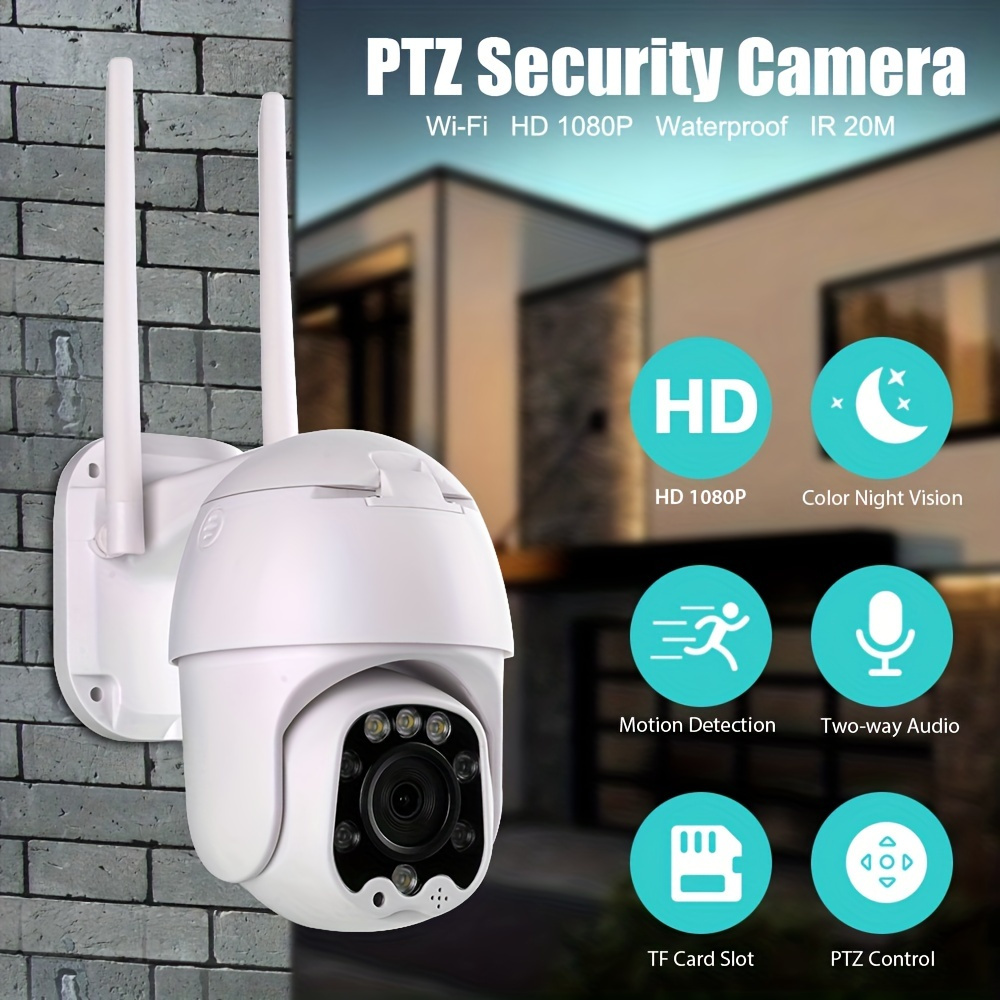 1pc Hd Wifi Outdoor Waterproof Camera Two Way Voice Human Tracking Ptz