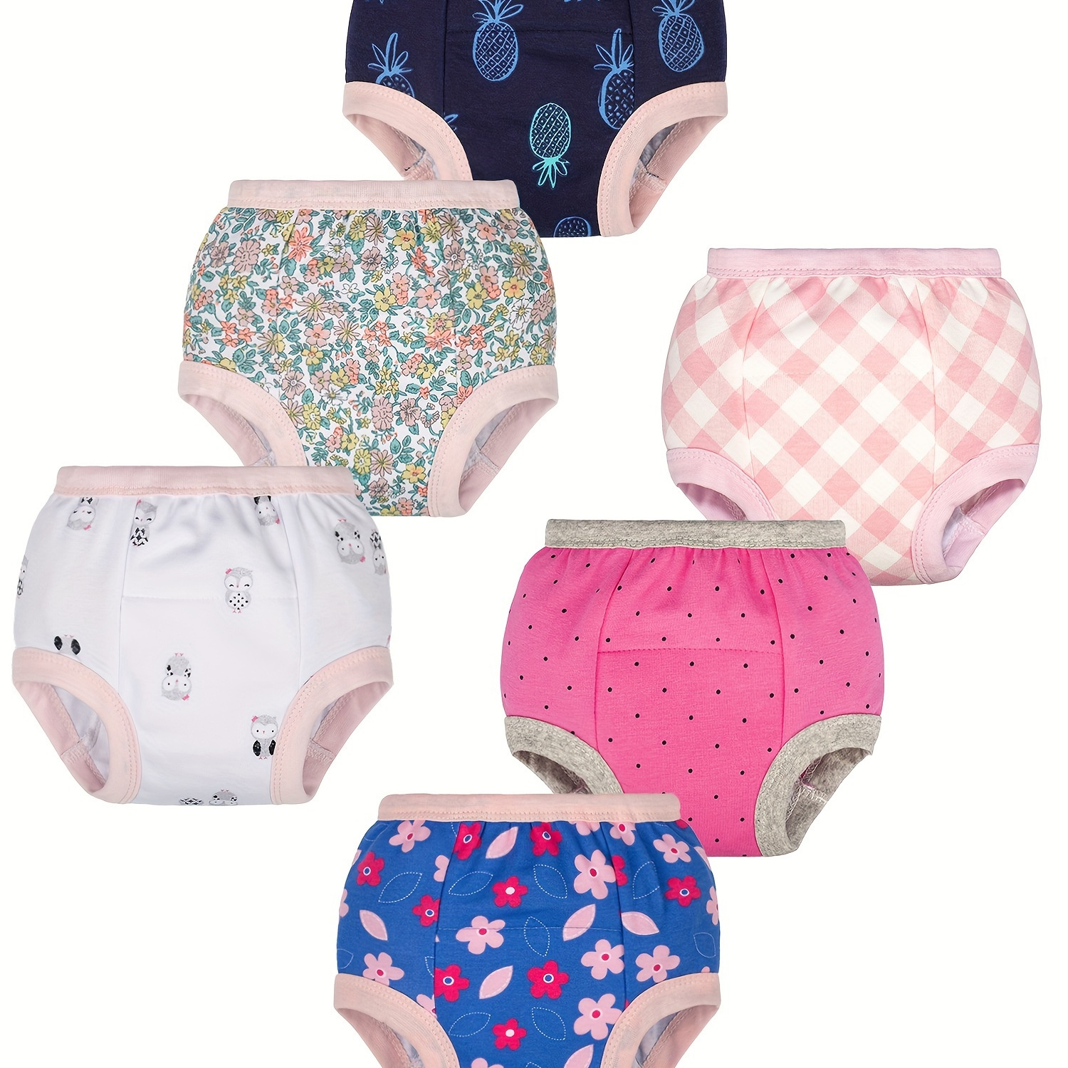 

6-pack Potty Training Pants For Baby Girl' 100% Cotton Waterproof Training Underwear