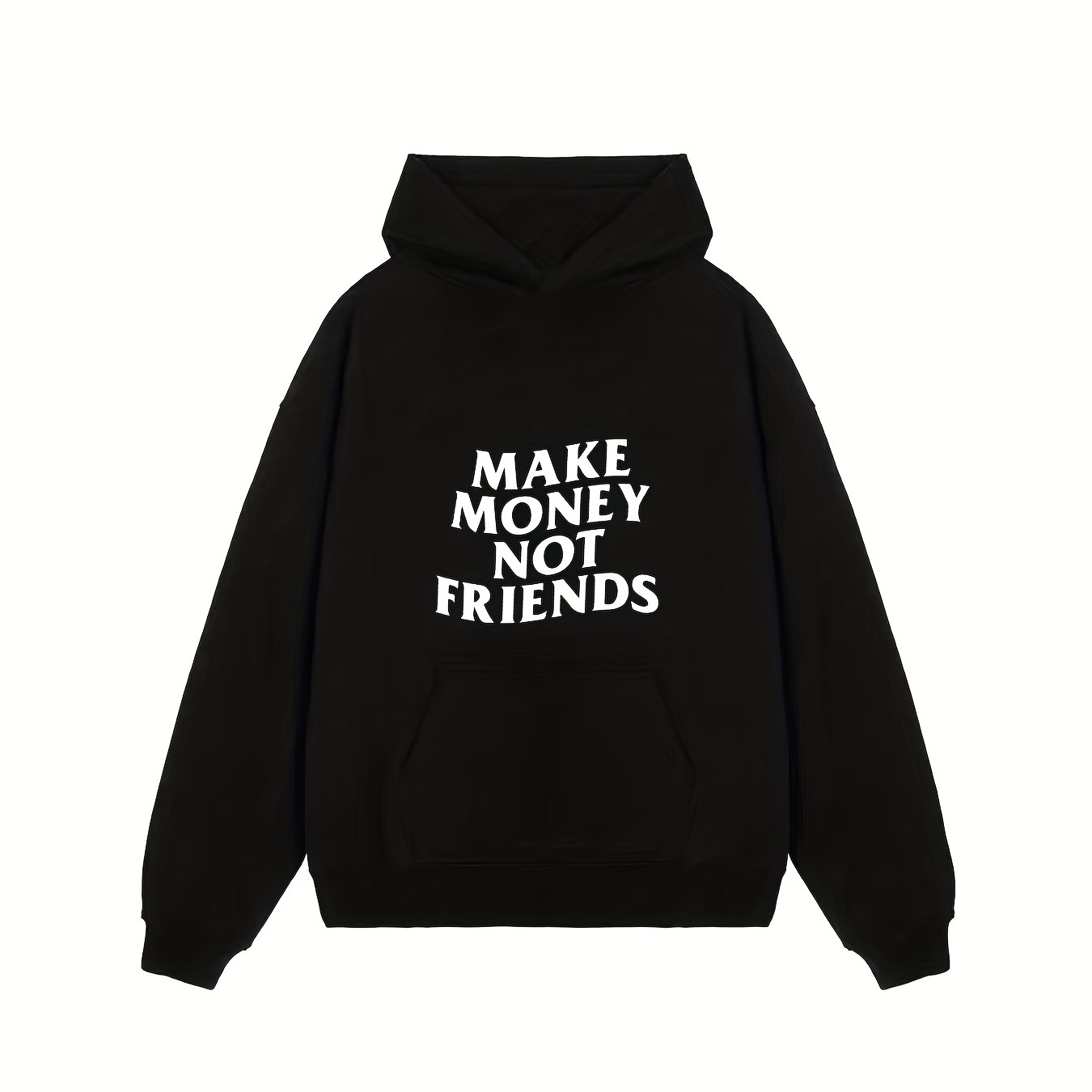

Funny 'make Money Not Friends' Print Hoodie, Hoodies For Men, Men’s Casual Pullover Hooded Sweatshirt With Kangaroo Pocket For Spring Fall, As Gifts