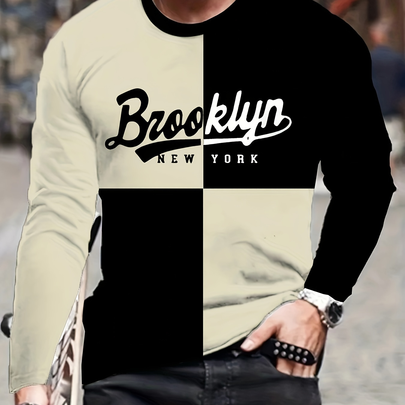 

Men' Long Sleeve T-shirt, New Print, Polyester Knit Fabric, Round Neck, Adult, , Regular Fit, Mature Style
