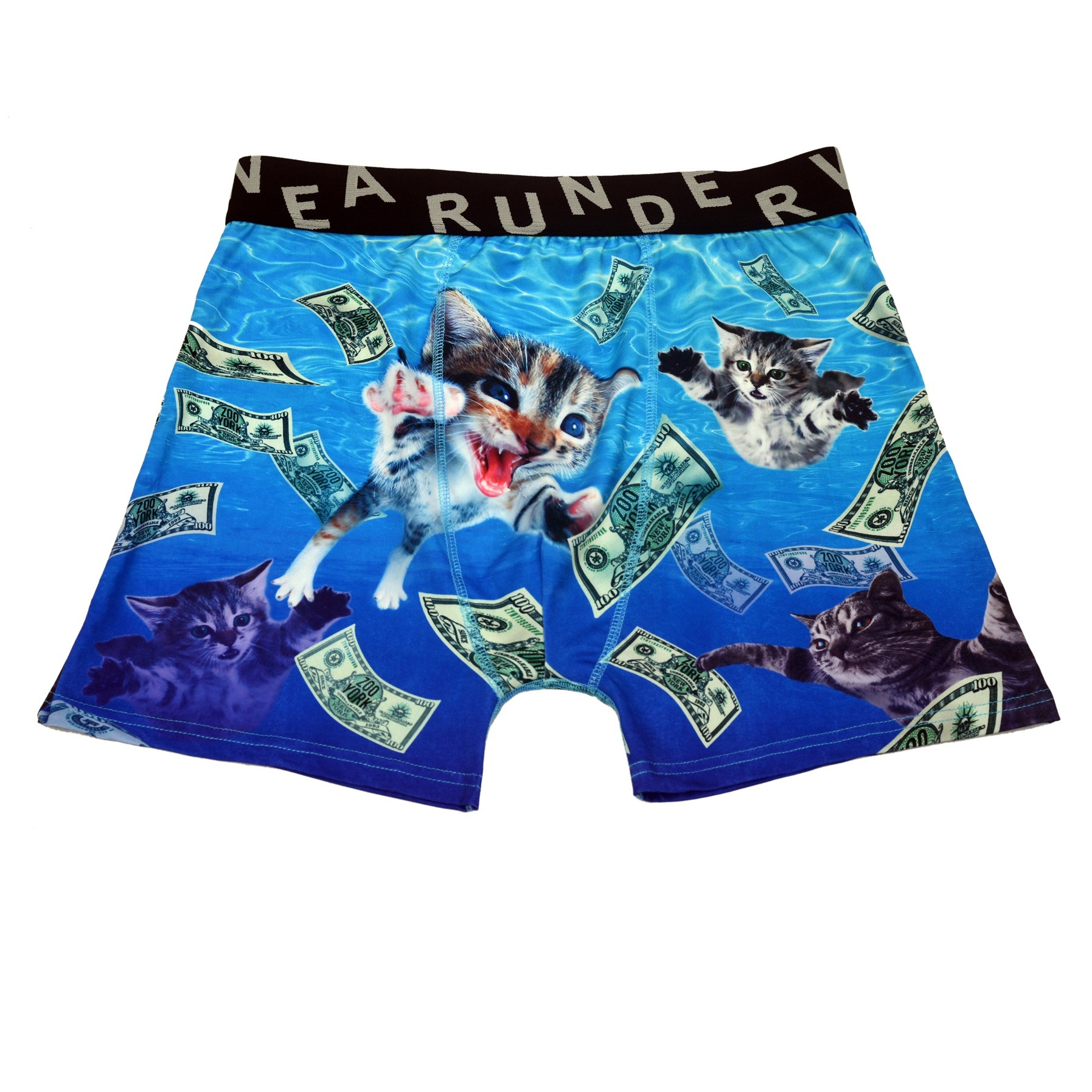 

Men's 3d Dollar Cat Pattern Print Fashion Personality Long Boxers Briefs, Breathable Comfy Quick Drying Sports Briefs, Novelty Funny Happy Boxers Trunks, Men's Underwear